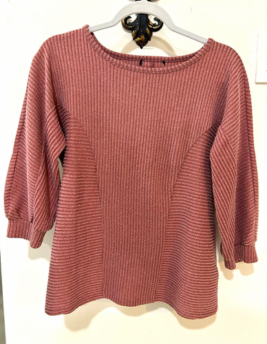 Women pink ribbed knit - women's,